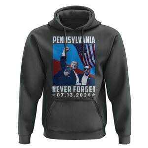Trump Raised Fist Hoodie Butler Pennsylvania Never Forget July 13 2024 TS02 Dark Heather Print Your Wear