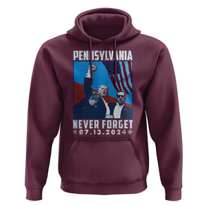 Trump Raised Fist Hoodie Butler Pennsylvania Never Forget July 13 2024 TS02 Maroon Print Your Wear