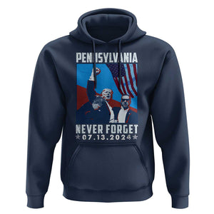 Trump Raised Fist Hoodie Butler Pennsylvania Never Forget July 13 2024 TS02 Navy Print Your Wear
