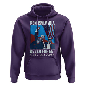 Trump Raised Fist Hoodie Butler Pennsylvania Never Forget July 13 2024 TS02 Purple Print Your Wear