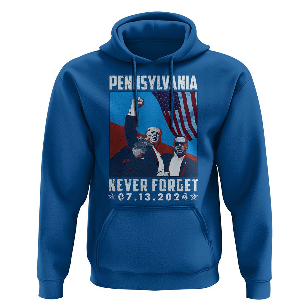 Trump Raised Fist Hoodie Butler Pennsylvania Never Forget July 13 2024 TS02 Royal Blue Print Your Wear