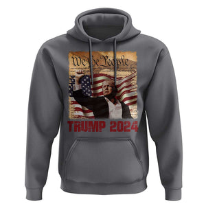 Trump 2024 Hoodie Raised Fist Fight For America American Flag Retro Vintage TS02 Charcoal Print Your Wear