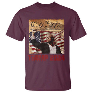 Trump 2024 T Shirt Raised Fist Fight For America American Flag Retro Vintage TS02 Maroon Print Your Wear