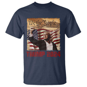 Trump 2024 T Shirt Raised Fist Fight For America American Flag Retro Vintage TS02 Navy Print Your Wear
