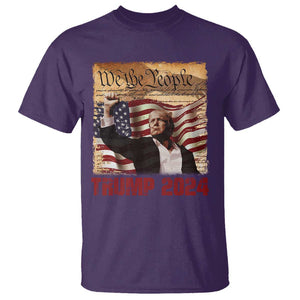Trump 2024 T Shirt Raised Fist Fight For America American Flag Retro Vintage TS02 Purple Print Your Wear