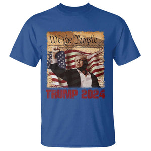 Trump 2024 T Shirt Raised Fist Fight For America American Flag Retro Vintage TS02 Royal Blue Print Your Wear