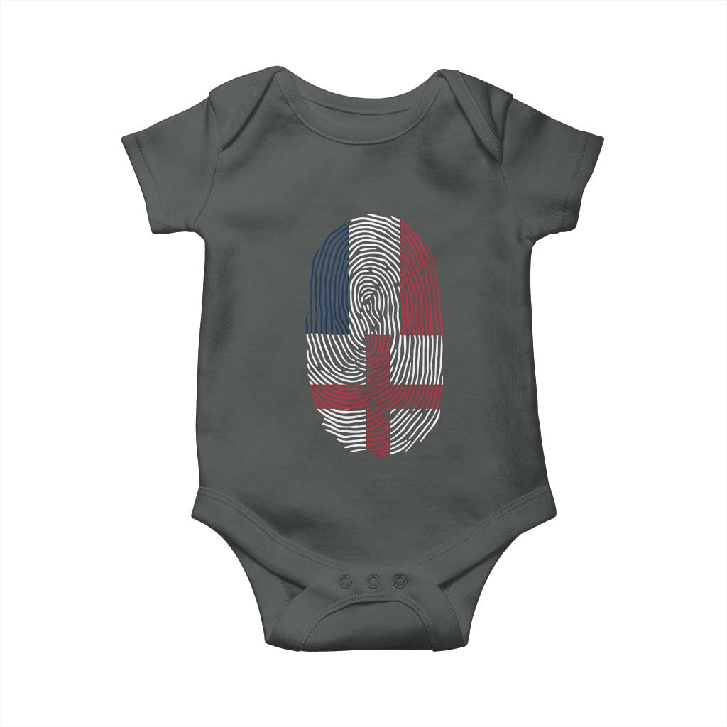 Proud France England Flag Fingerprint DNA Graphic Baby Onesie French Anglo English Heritage Roots Dual Patriotism TS02 Dark Heather Print Your Wear
