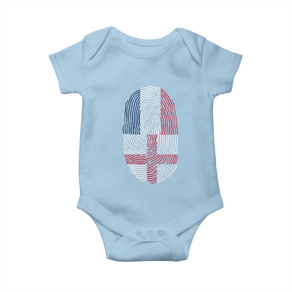 Proud France England Flag Fingerprint DNA Graphic Baby Onesie French Anglo English Heritage Roots Dual Patriotism TS02 Light Blue Print Your Wear