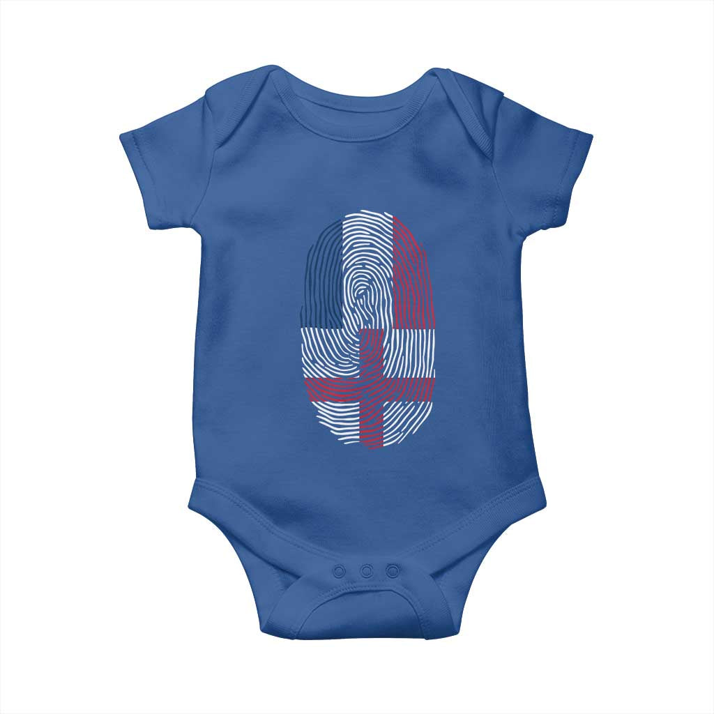 Proud France England Flag Fingerprint DNA Graphic Baby Onesie French Anglo English Heritage Roots Dual Patriotism TS02 Royal Blue Print Your Wear
