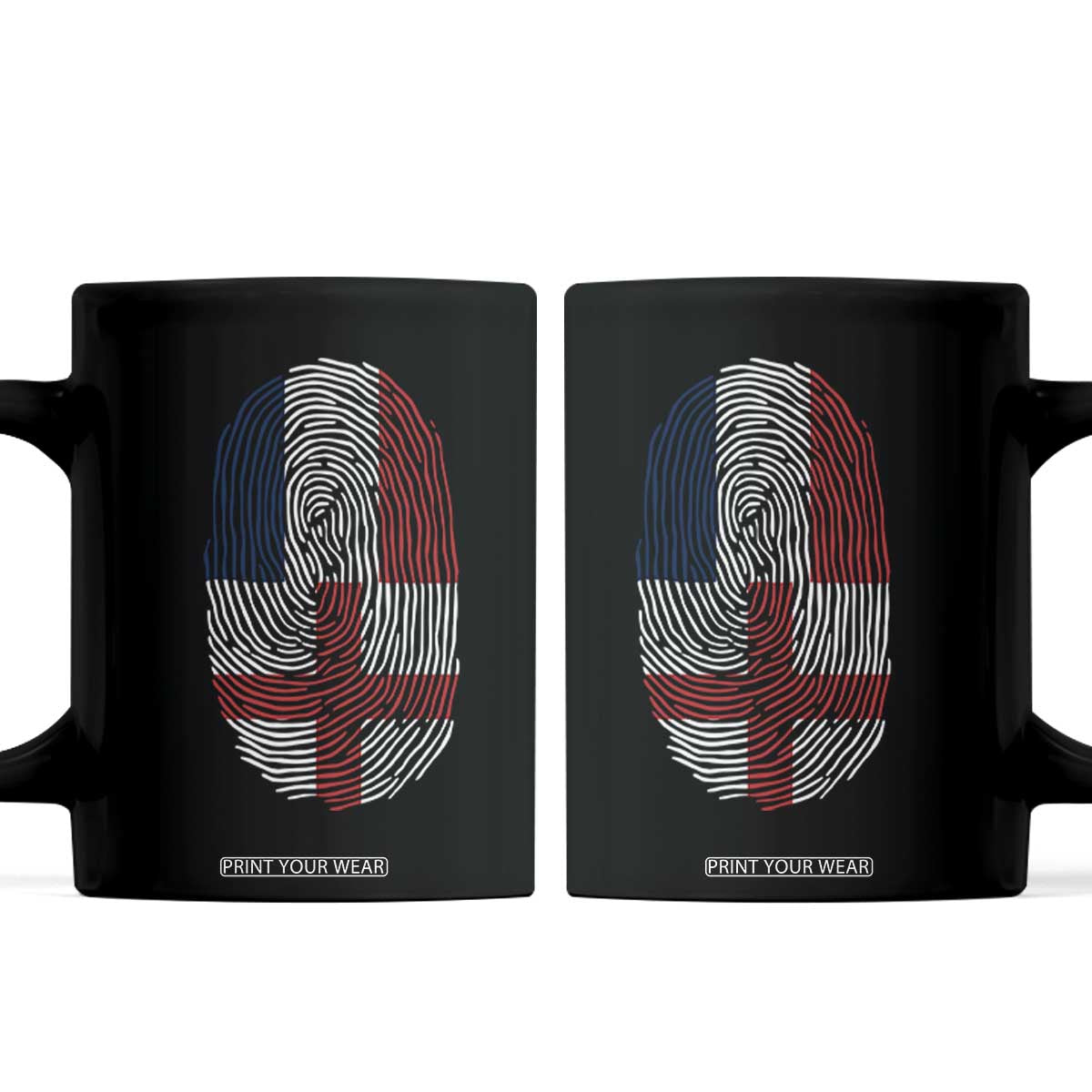Proud France England Flag Fingerprint DNA Graphic Coffee Mug French Anglo English Heritage Roots Dual Patriotism TS02 Black Print Your Wear