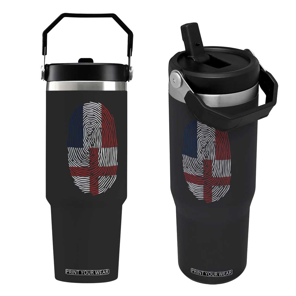 Proud France England Flag Fingerprint DNA Graphic Flip Straw Tumbler French Anglo English Heritage Roots Dual Patriotism TS02 One Size: 30 oz Black Print Your Wear