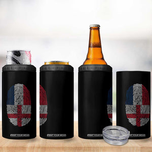 Proud France England Flag Fingerprint DNA Graphic 4 in 1 Can Cooler Tumbler French Anglo English Heritage Roots Dual Patriotism TS02 Print Your Wear
