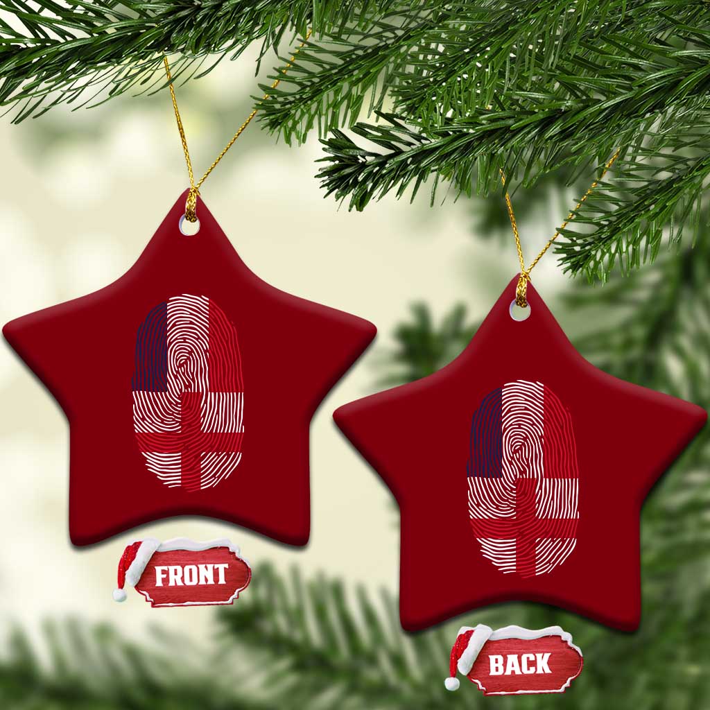 Proud France England Flag Fingerprint DNA Graphic Ceramic Ornament French Anglo English Heritage Roots Dual Patriotism TS02 Print Your Wear