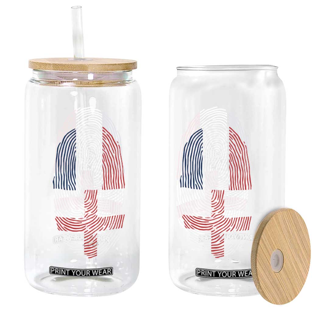 Proud France England Flag Fingerprint DNA Graphic Glass Can French Anglo English Heritage Roots Dual Patriotism TS02 Print Your Wear