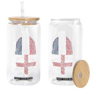 Proud France England Flag Fingerprint DNA Graphic Glass Can French Anglo English Heritage Roots Dual Patriotism TS02 Print Your Wear