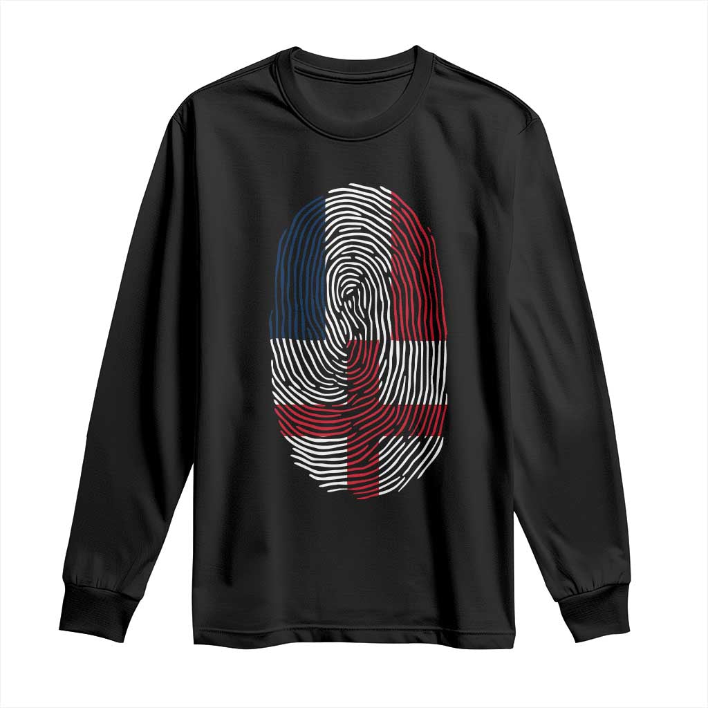 Proud France England Flag Fingerprint DNA Graphic Long Sleeve Shirt French Anglo English Heritage Roots Dual Patriotism