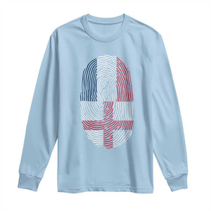 Proud France England Flag Fingerprint DNA Graphic Long Sleeve Shirt French Anglo English Heritage Roots Dual Patriotism