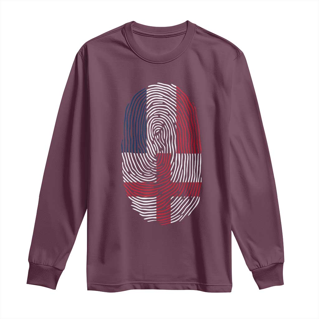 Proud France England Flag Fingerprint DNA Graphic Long Sleeve Shirt French Anglo English Heritage Roots Dual Patriotism