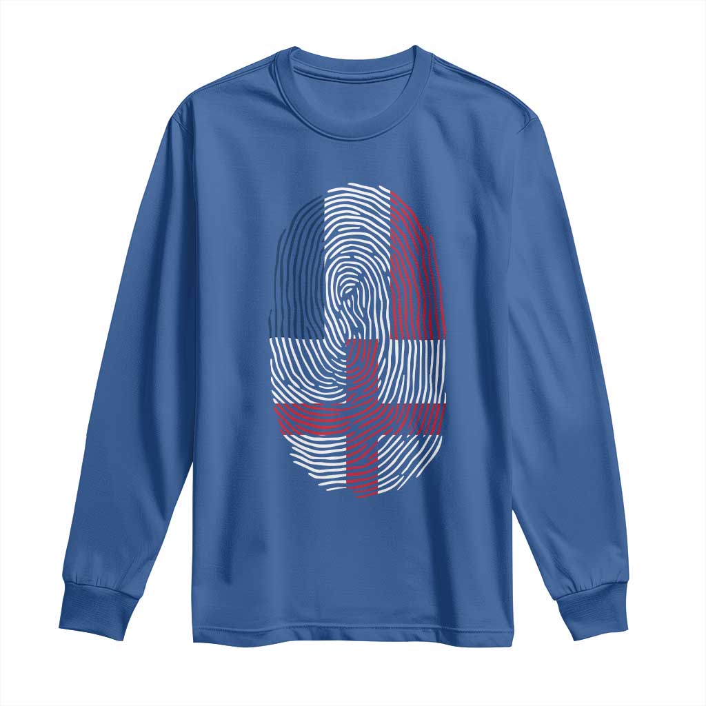 Proud France England Flag Fingerprint DNA Graphic Long Sleeve Shirt French Anglo English Heritage Roots Dual Patriotism