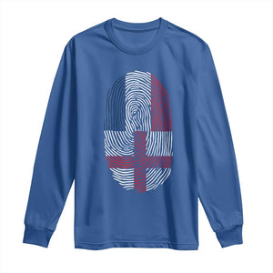 Proud France England Flag Fingerprint DNA Graphic Long Sleeve Shirt French Anglo English Heritage Roots Dual Patriotism
