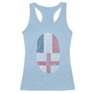 Proud France England Flag Fingerprint DNA Graphic Racerback Tank Top French Anglo English Heritage Roots Dual Patriotism TS02 Light Blue Print Your Wear