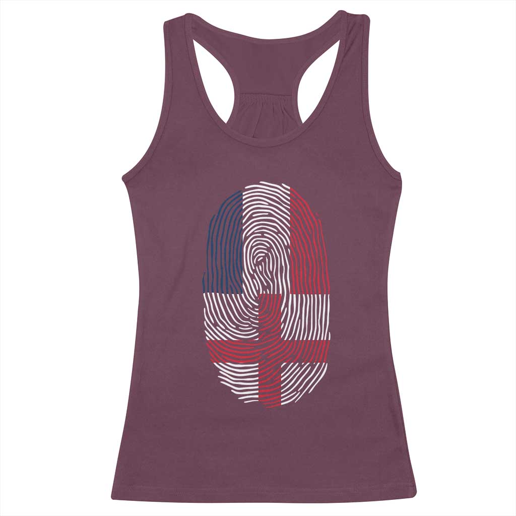 Proud France England Flag Fingerprint DNA Graphic Racerback Tank Top French Anglo English Heritage Roots Dual Patriotism TS02 Maroon Print Your Wear
