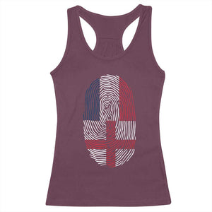 Proud France England Flag Fingerprint DNA Graphic Racerback Tank Top French Anglo English Heritage Roots Dual Patriotism TS02 Maroon Print Your Wear