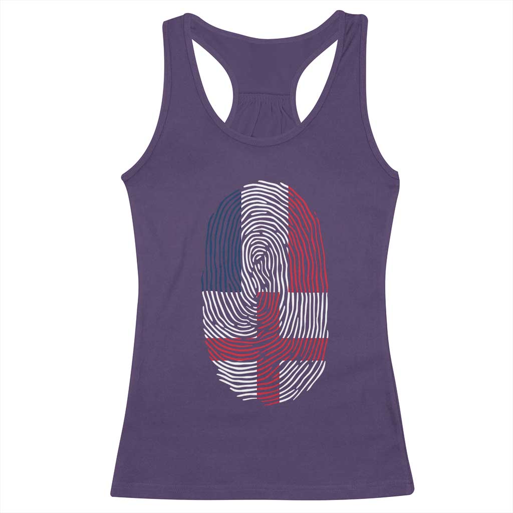 Proud France England Flag Fingerprint DNA Graphic Racerback Tank Top French Anglo English Heritage Roots Dual Patriotism TS02 Purple Print Your Wear