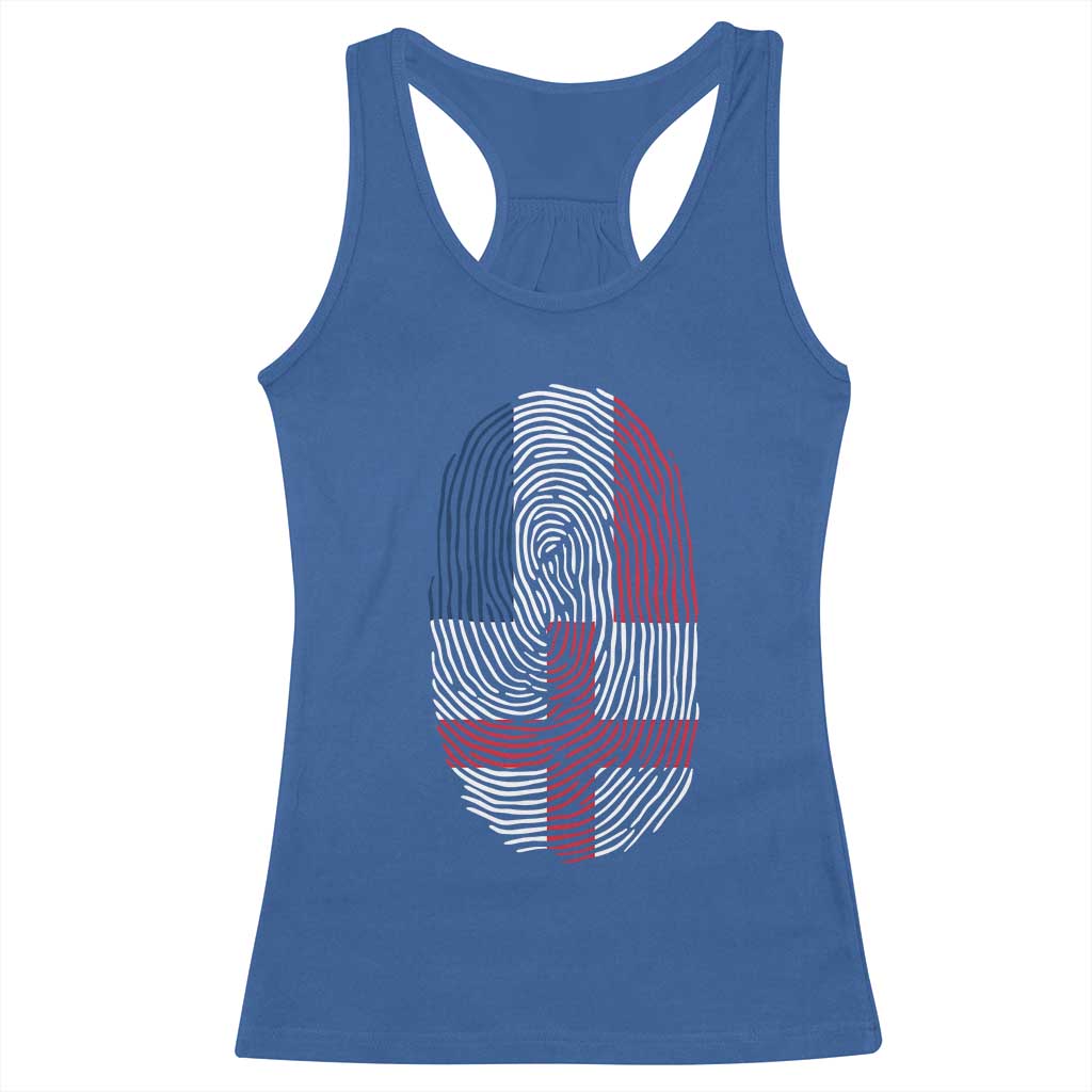 Proud France England Flag Fingerprint DNA Graphic Racerback Tank Top French Anglo English Heritage Roots Dual Patriotism TS02 Royal Blue Print Your Wear