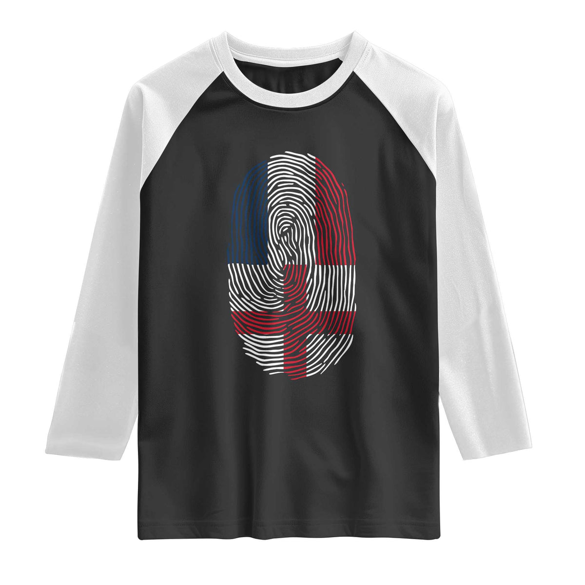 Proud France England Flag Fingerprint DNA Graphic Raglan Shirt French Anglo English Heritage Roots Dual Patriotism TS02 Black White Print Your Wear