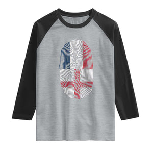 Proud France England Flag Fingerprint DNA Graphic Raglan Shirt French Anglo English Heritage Roots Dual Patriotism TS02 Heather Gray Black Print Your Wear