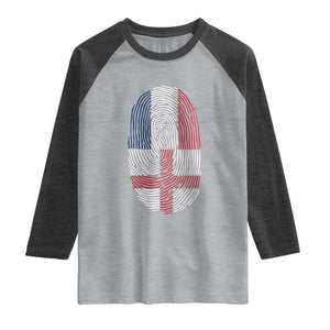 Proud France England Flag Fingerprint DNA Graphic Raglan Shirt French Anglo English Heritage Roots Dual Patriotism TS02 Heather Gray Heather Charcoal Print Your Wear