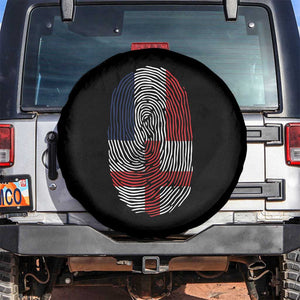 Proud France England Flag Fingerprint DNA Graphic Spare Tire Cover French Anglo English Heritage Roots Dual Patriotism TS02 No hole Black Print Your Wear