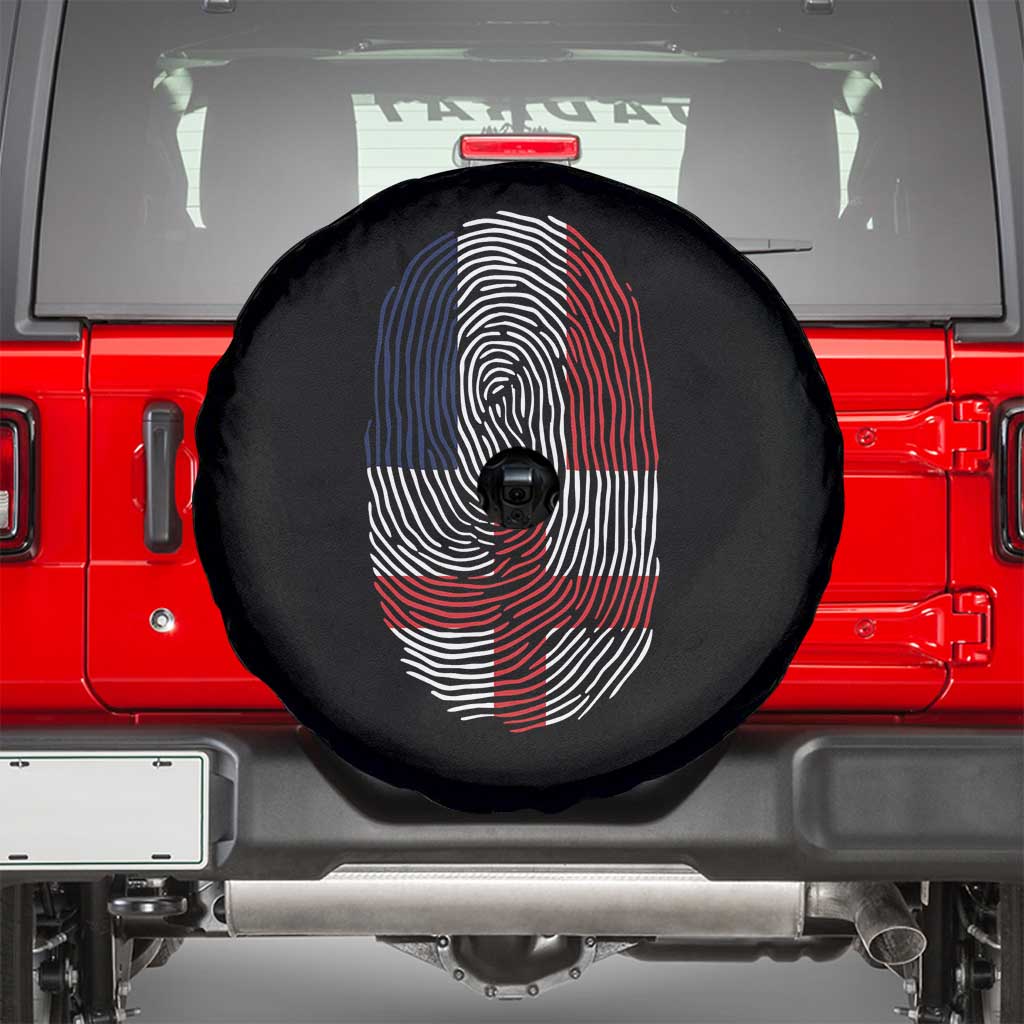 Proud France England Flag Fingerprint DNA Graphic Spare Tire Cover French Anglo English Heritage Roots Dual Patriotism TS02 Black Print Your Wear