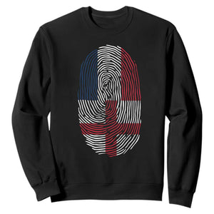 Proud France England Flag Fingerprint DNA Graphic Sweatshirt French Anglo English Heritage Roots Dual Patriotism