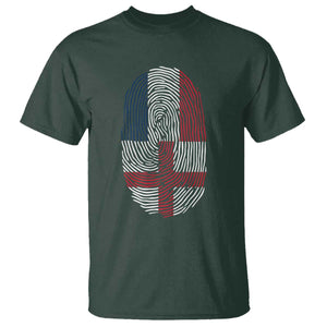 Proud France England Flag Fingerprint DNA Graphic T Shirt French Anglo English Heritage Roots Dual Patriotism