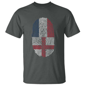 Proud France England Flag Fingerprint DNA Graphic T Shirt French Anglo English Heritage Roots Dual Patriotism