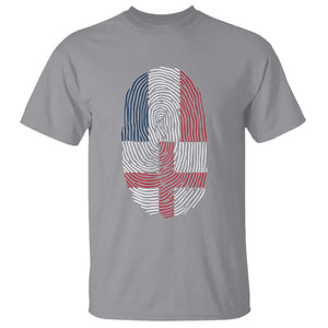 Proud France England Flag Fingerprint DNA Graphic T Shirt French Anglo English Heritage Roots Dual Patriotism