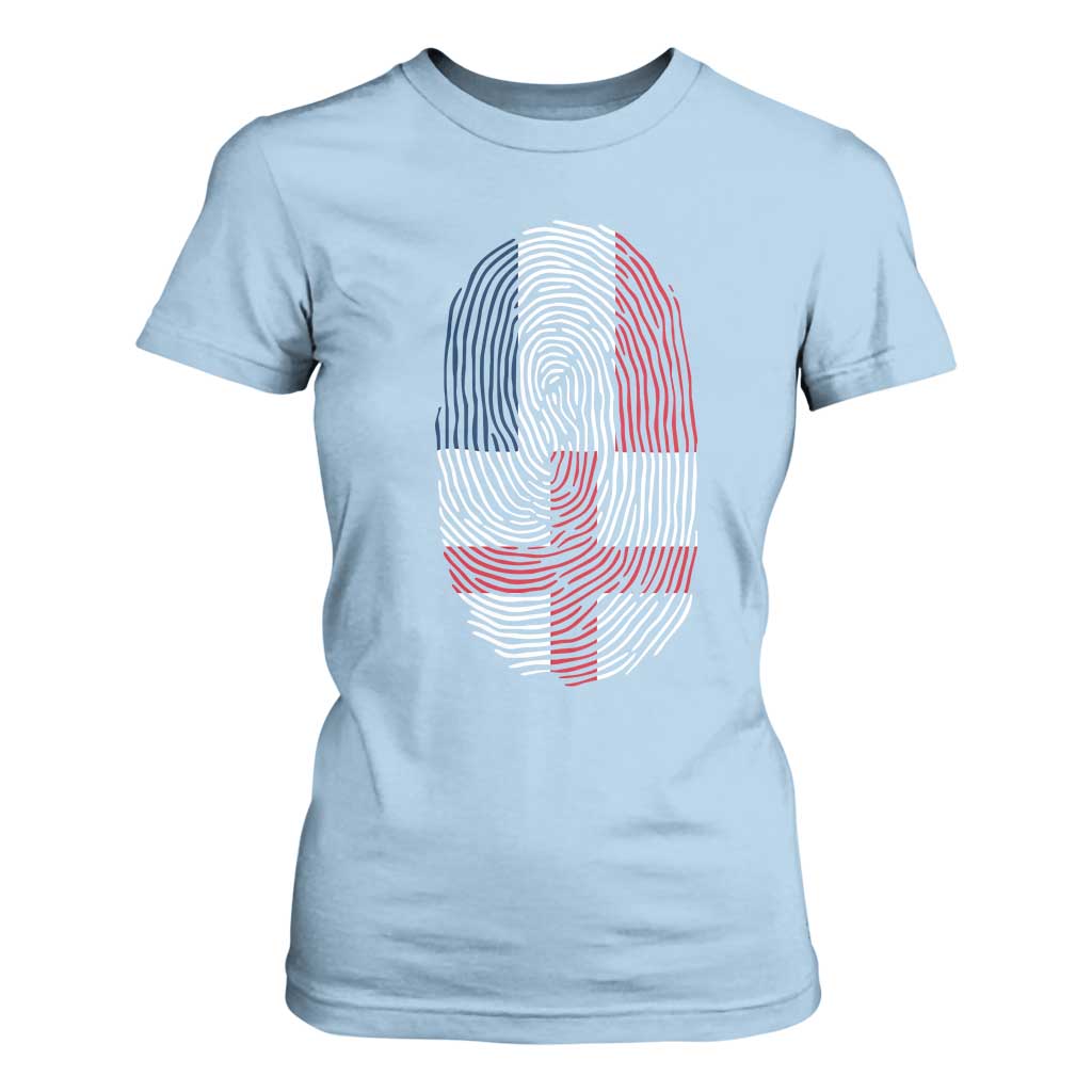 Proud France England Flag Fingerprint DNA Graphic T Shirt For Women French Anglo English Heritage Roots Dual Patriotism