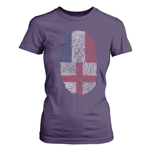 Proud France England Flag Fingerprint DNA Graphic T Shirt For Women French Anglo English Heritage Roots Dual Patriotism