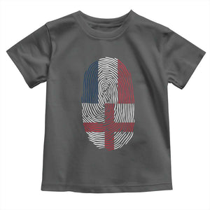 Proud France England Flag Fingerprint DNA Graphic Toddler T Shirt French Anglo English Heritage Roots Dual Patriotism TS02 Dark Heather Print Your Wear