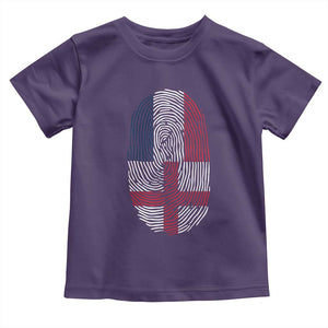 Proud France England Flag Fingerprint DNA Graphic Toddler T Shirt French Anglo English Heritage Roots Dual Patriotism TS02 Purple Print Your Wear