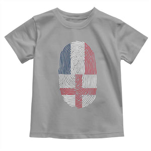 Proud France England Flag Fingerprint DNA Graphic Toddler T Shirt French Anglo English Heritage Roots Dual Patriotism TS02 Sport Gray Print Your Wear