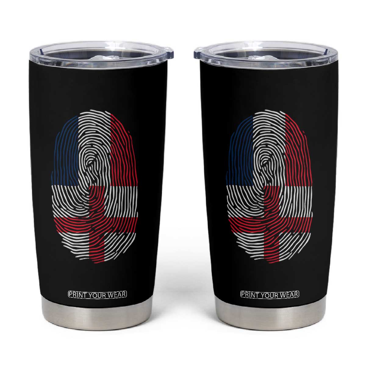 Proud France England Flag Fingerprint DNA Graphic Tumbler Cup French Anglo English Heritage Roots Dual Patriotism TS02 Black Print Your Wear