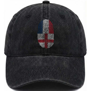 Proud France England Flag Fingerprint DNA Graphic Washed Cotton Baseball Cap French Anglo English Heritage Roots Dual Patriotism TS02 Print Your Wear
