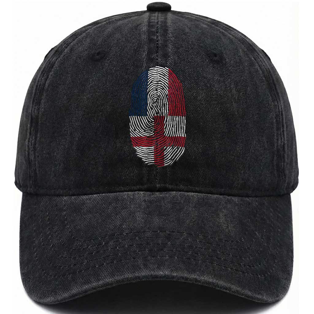 Proud France England Flag Fingerprint DNA Graphic Washed Cotton Baseball Cap French Anglo English Heritage Roots Dual Patriotism TS02 Print Your Wear