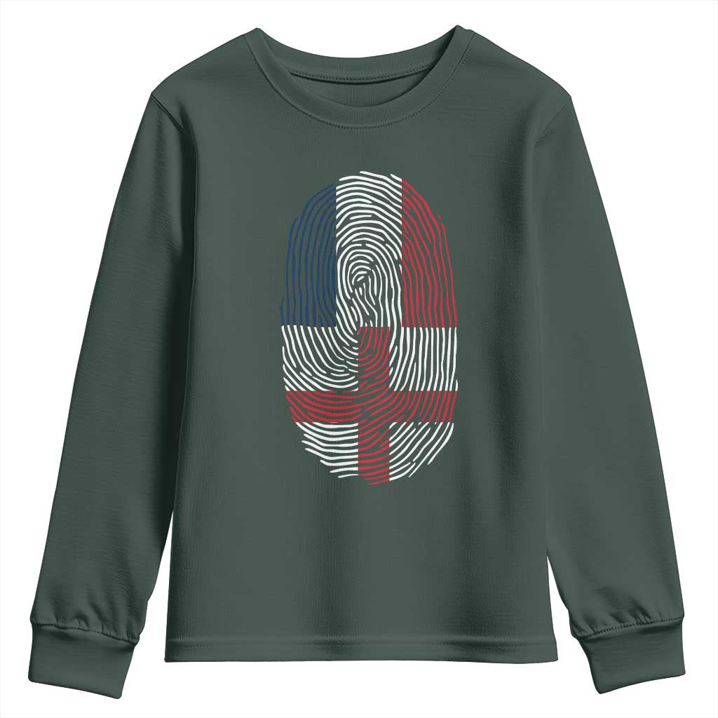 Proud France England Flag Fingerprint DNA Graphic Youth Sweatshirt French Anglo English Heritage Roots Dual Patriotism