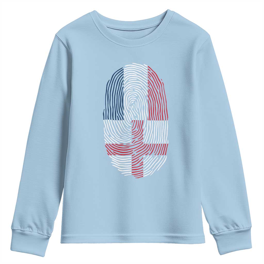 Proud France England Flag Fingerprint DNA Graphic Youth Sweatshirt French Anglo English Heritage Roots Dual Patriotism