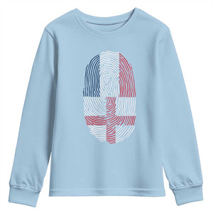 Proud France England Flag Fingerprint DNA Graphic Youth Sweatshirt French Anglo English Heritage Roots Dual Patriotism