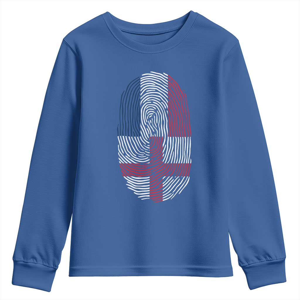 Proud France England Flag Fingerprint DNA Graphic Youth Sweatshirt French Anglo English Heritage Roots Dual Patriotism